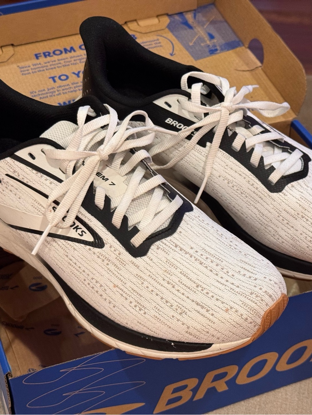 Brooks White and Black Women's Running Shoes with Gum Outsole